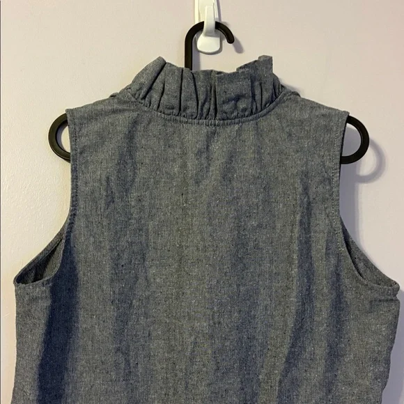 Mud Pie Blue Chambray Sleeveless Ruffle Collar Tunic Top size L (12-14) - Picture 11 of 15